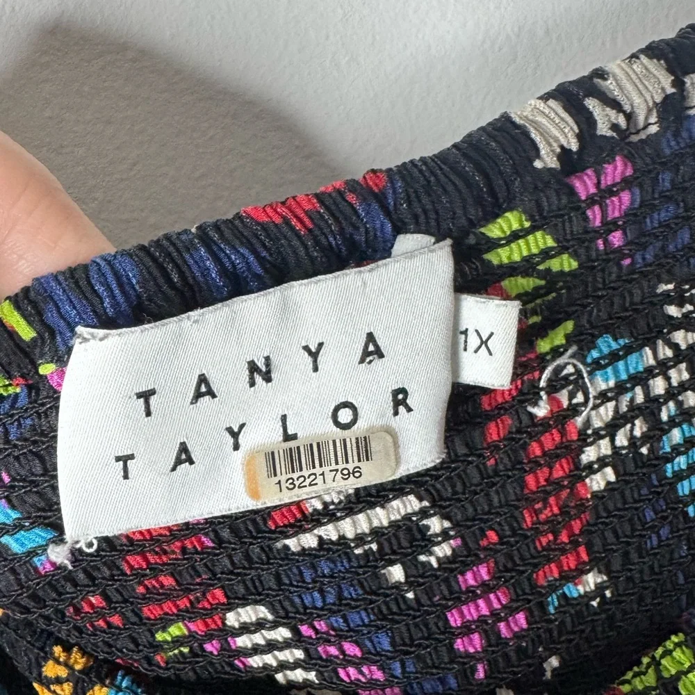 EUC TANYA TAYLOR Glenda Smocked Square-Neck Midi Dress Floral 1X - Picture 4 of 6